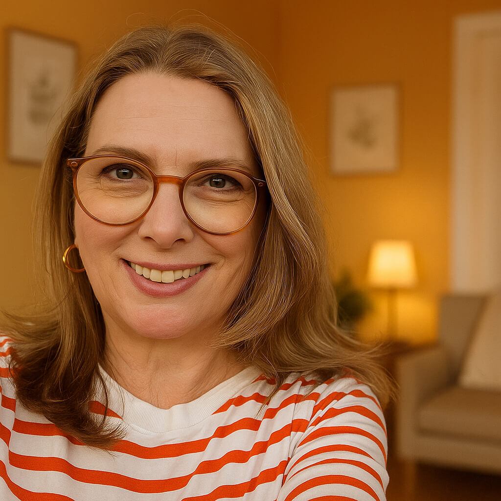 Angelika Oeser in entspannter, einladender Atmosphäre